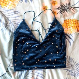 Teal Star Crop Top